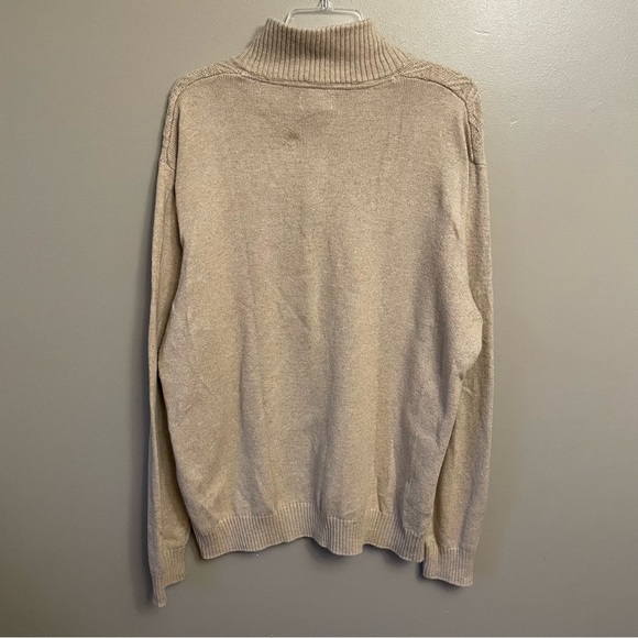 HAGGAR Herringbone Button Mock Neck Sweater size XL academia grandpa core - Picture 3 of 7